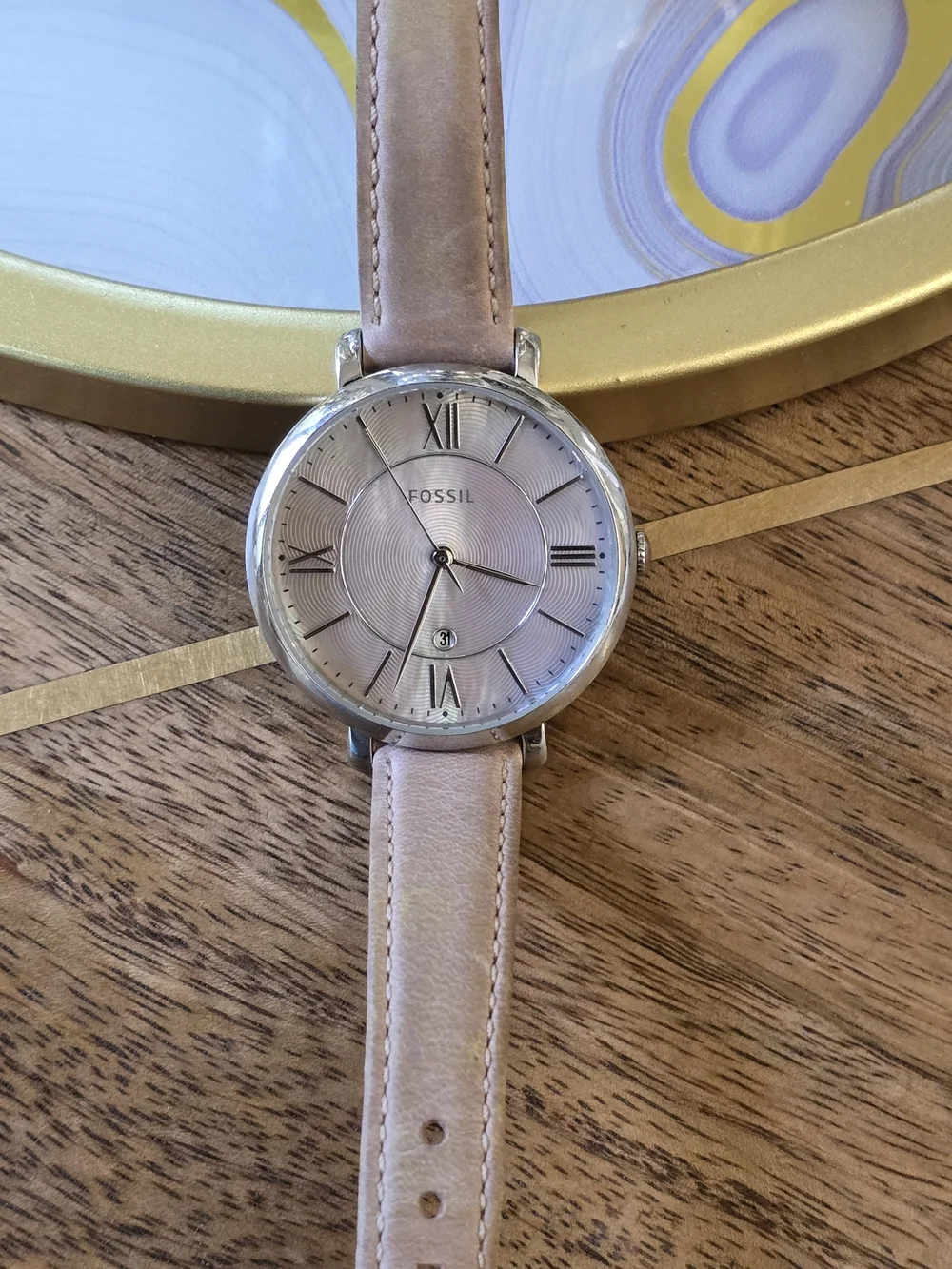 Fossil Nude Pink Leather Strap Watch